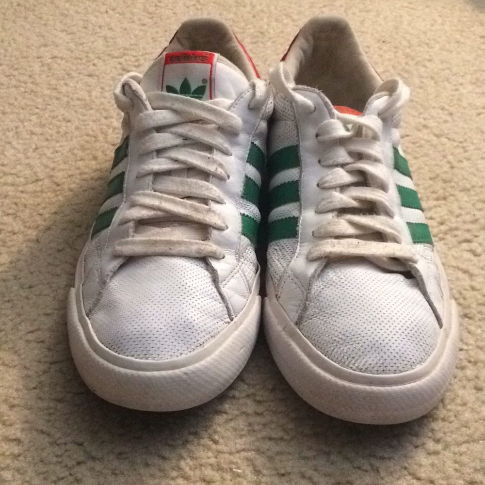 Red, Green, and White Adidas Sneakers